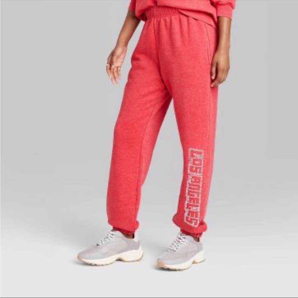 NEW! Wild Fable Jogger Women's Fleece Los Angeles Sweatpants Washed Red Size XS